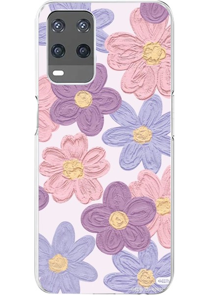 Oppo A54 Uyumlu Renkli Papatyalar Sulu Boya Baskılı Silikon Kılıf