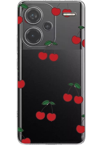 Redmi Note 13 Pro Plus 5g Uyumlu Kirazlar Tasarımlı Baskılı Silikon Kılıf