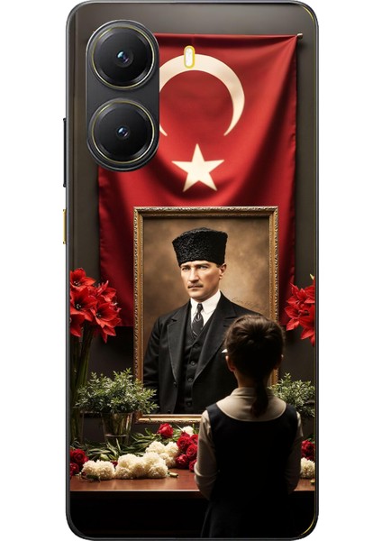 Poco X7 Pro Uyumlu Atatürk Türk Bayrağı Tablo Baskılı Silikon Kılıf