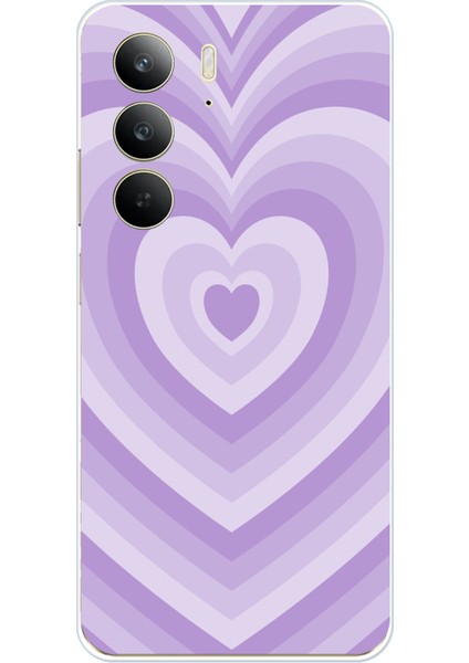 Realme C75 Uyumlu Mor Kalp Dalgalar Tasarımlı Baskılı Silikon Kılıf