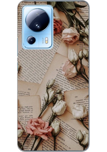 Xiaomi Mi 13 Lite Uyumlu Retro Gazete Güller Tasarımlı Baskılı Silikon Kılıf