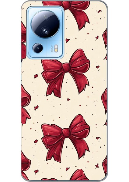 Xiaomi Mi 13 Lite Uyumlu Büyük Kırmızı Fiyonklar Baskılı Silikon Kılıf