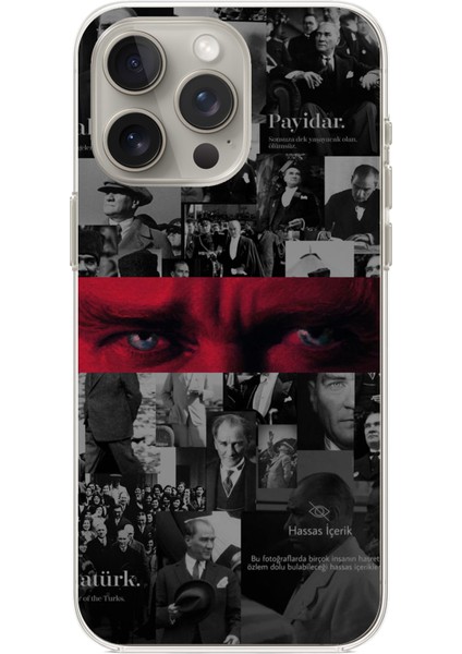 iPhone 15 Pro Max Uyumlu Atatürk Gözler Tasarım Baskılı Silikon Kılıf