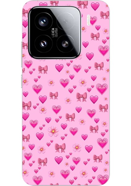 Xiaomi Mi 15 Pro Uyumlu Pembe Minik Kalpler Baskılı Silikon Kılıf