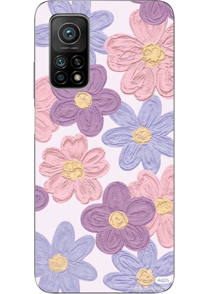 Xiaomi Mi 10T - 10T Pro Uyumlu Renkli Papatyalar Sulu Boya Baskılı Silikon Kılıf