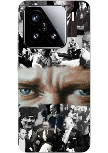 Xiaomi Mi 15 Pro Uyumlu Atatürk Renkli Kolaj Gözler Baskılı Silikon Kılıf