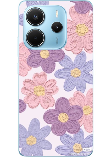 Redmi Note 14 4g Uyumlu Renkli Papatyalar Sulu Boya Baskılı Silikon Kılıf