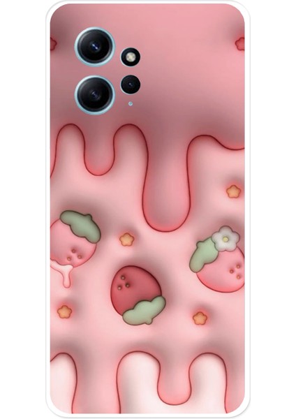 Redmi Note 12 4g Uyumlu Çilekli Pasta Baskılı Silikon Kılıf