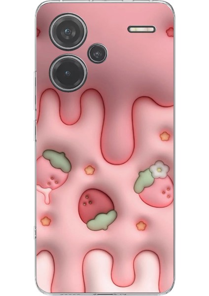 Redmi Note 13 Pro Plus 5g Uyumlu Çilekli Pasta Baskılı Silikon Kılıf