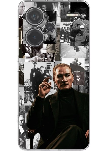 Redmi Note 13 Pro Plus 5g Uyumlu Mustafa Kemal Atatürk Kolaj Baskılı Silikon Kılıf