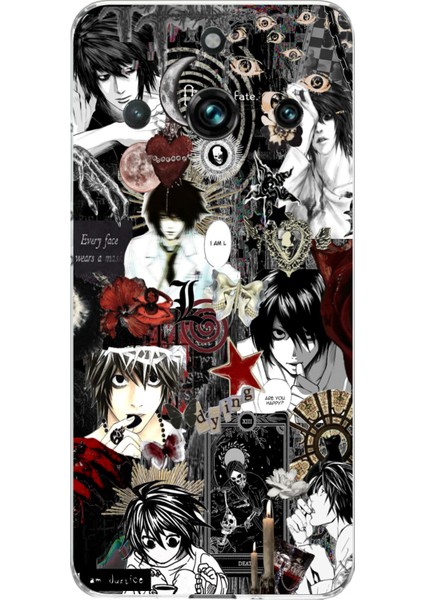 Realme 11 Pro-Pro Plus Uyumlu Death Note Kolaj Tasarımlı Baskılı Silikon Kılıf