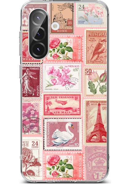 Samsung Galaxy A56 Uyumlu Pembe Posta Pulları Baskılı Silikon Kılıf