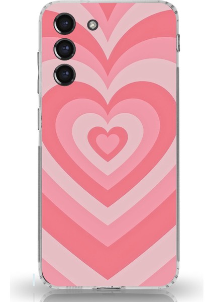 Samsung Galaxy S21 Fe Uyumlu Pembe Kalpler Baskılı Silikon Kılıf