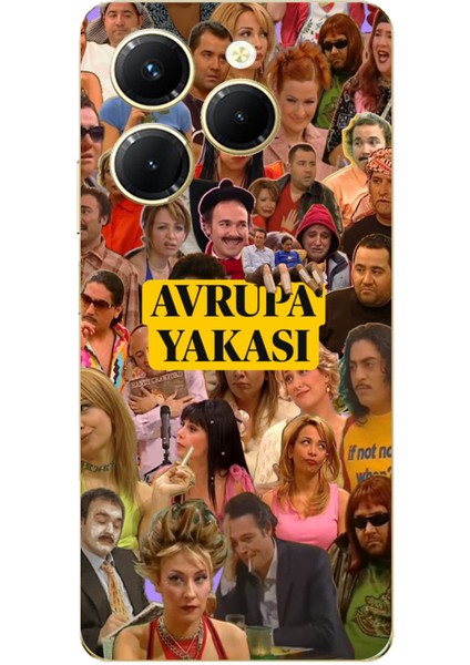 Tecno Spark 20 Pro Uyumlu Avrupa Yakası Baskılı Silikon Kılıf