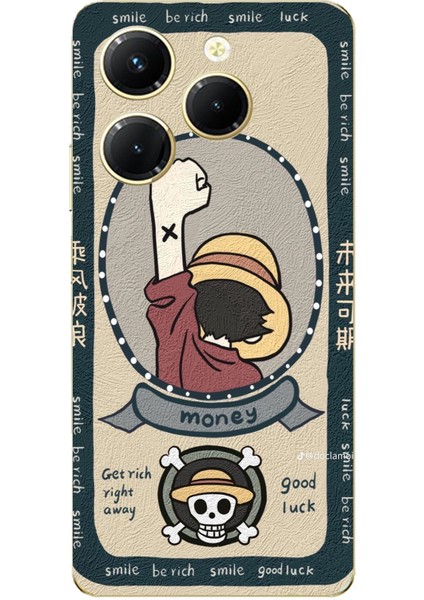 Tecno Spark 20 Pro Uyumlu One Piece Dolar Baskılı Silikon Kılıf