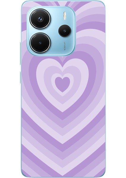 Redmi Note 14 4g Uyumlu Mor Kalp Dalgalar Tasarımlı Baskılı Silikon Kılıf