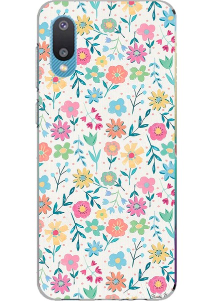 Samsung Galaxy A02 Uyumlu Dekoratif Çiçekler Baskılı Silikon Kılıf