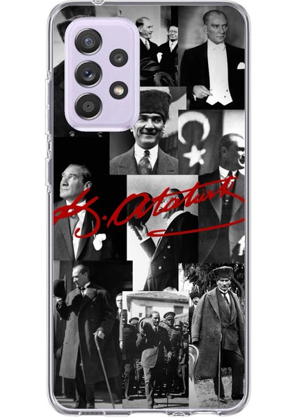 Samsung Galaxy A72 Uyumlu Kırmızı Mustafa Kemal Atatürk Imza Baskılı Silikon Kılıf