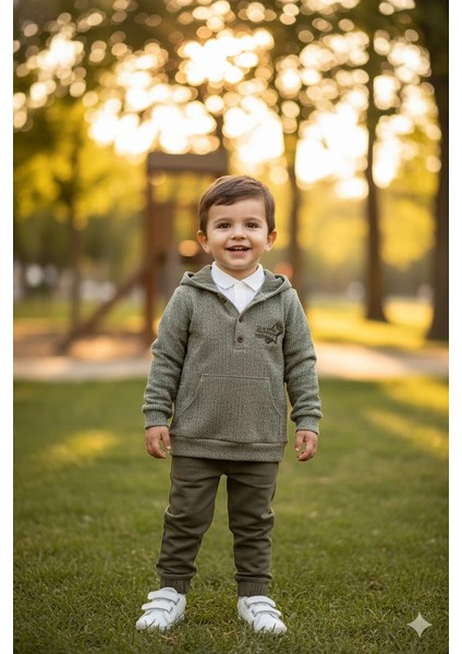 Erkek Çocuk Sweatshirtlü Gömlekli Pantolonlu 3'lü Takım fiyatları