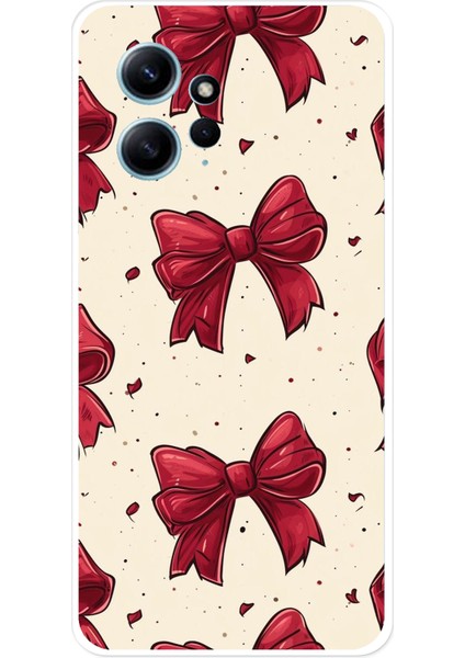 Redmi Note 12 4g Uyumlu Büyük Kırmızı Fiyonklar Baskılı Silikon Kılıf