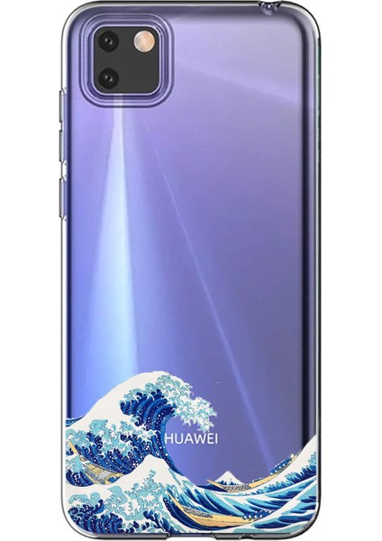 Huawei Y5P Uyumlu Kanagawa Oki Nami Ura Dalgası Tasarımlı Baskılı Silikon Kılıf
