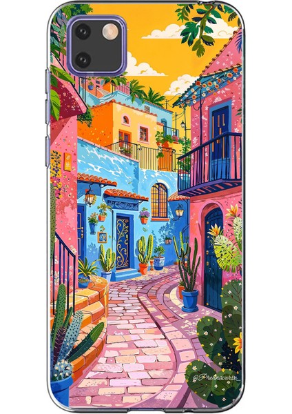 Huawei Y5P Uyumlu Renkli Sanat Sokak Silikon Kılıf