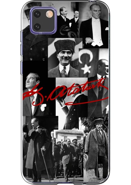 Huawei Y5P Uyumlu Kırmızı Mustafa Kemal Atatürk Imza Baskılı Silikon Kılıf
