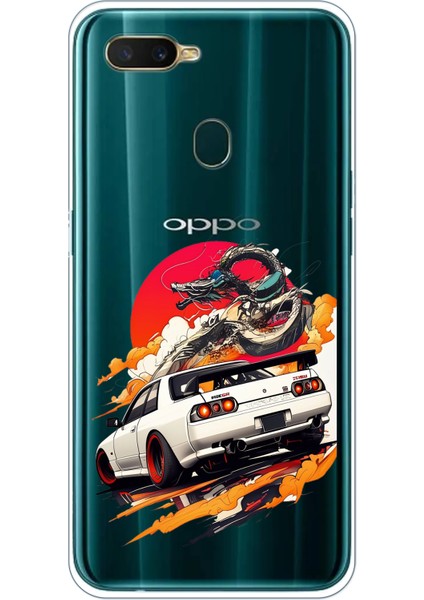Oppo A5S-AX7-A12 Uyumlu Gtr Güneş Ejderha Tasarımlı Baskılı Silikon Kılıf
