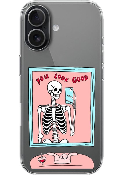 iPhone 17 Uyumlu You Look Good Iskelet Tasarımlı Baskılı Silikon Kılıf