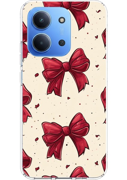 Redmi 15C Uyumlu Büyük Kırmızı Fiyonklar Baskılı Silikon Kılıf