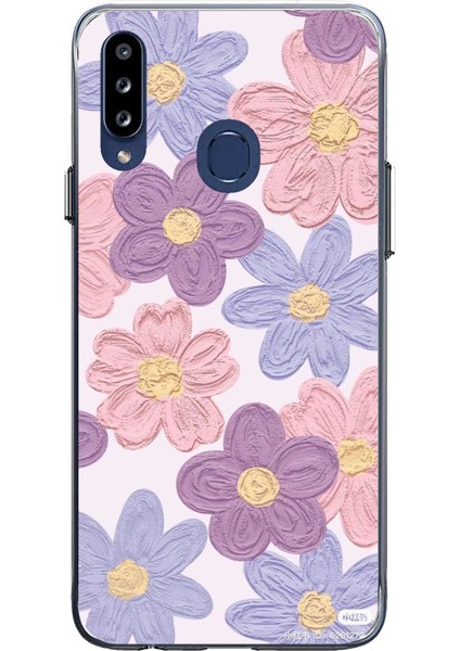 Samsung Galaxy A20S Uyumlu Renkli Papatyalar Sulu Boya Baskılı Silikon Kılıf