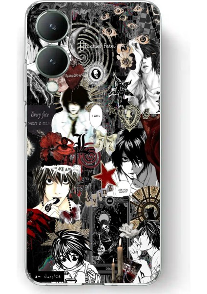 Vivo Y17S Uyumlu Death Note Kolaj Tasarımlı Baskılı Silikon Kılıf