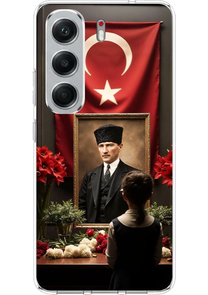 Tecno Camon 40 Pro Uyumlu Atatürk Türk Bayrağı Tablo Baskılı Silikon Kılıf