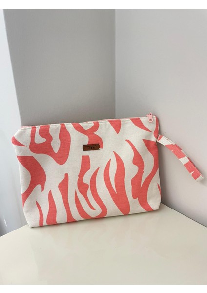 Gabardin Kumaştan Portföy Çanta-Nar Çiçeği Zebra Desen fiyatları