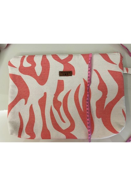 Gabardin Kumaştan Portföy Çanta-Nar Çiçeği Zebra Desen indirimleri