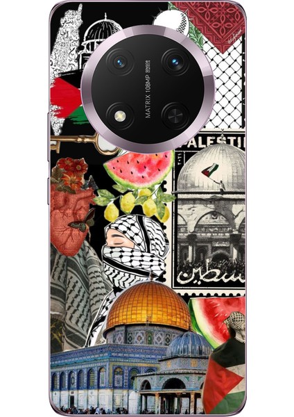 Honor Magic 7 Lite Uyumlu Filistin Özgürlük Kolajı Baskılı Silikon Kılıf