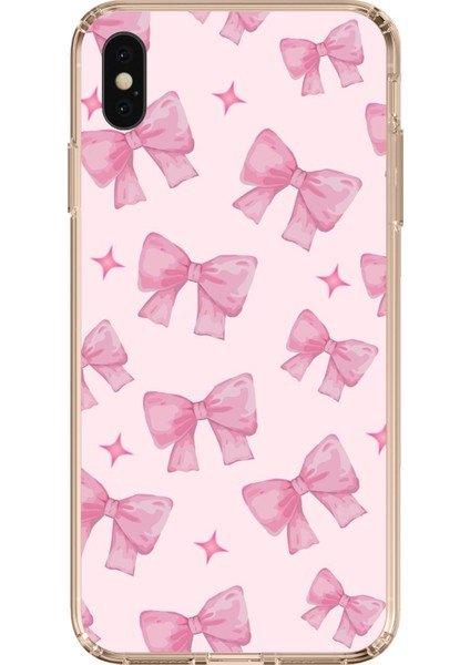 iPhone Xs Max Uyumlu Pembe Fiyonklar Baskılı Silikon Kılıf