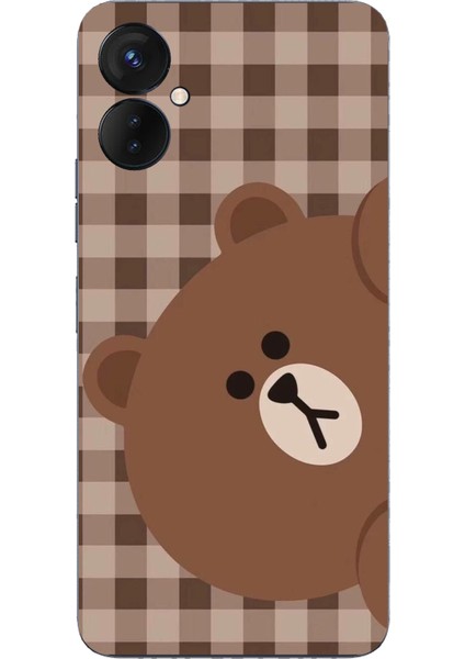 Tecno Spark 9 Pro Uyumlu Kahverengi Ayı Yan Tasarımlı Baskılı Silikon Kılıf