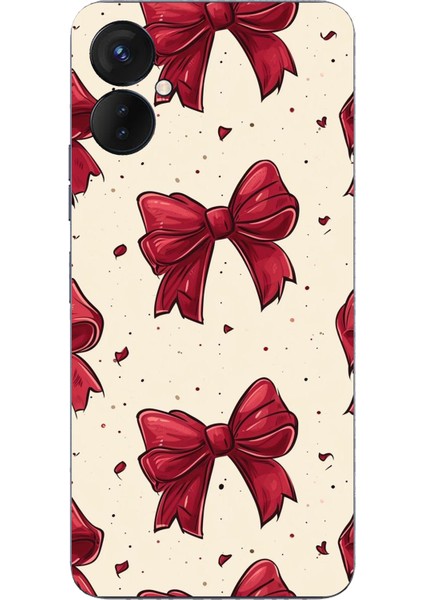 Tecno Spark 9 Pro Uyumlu Büyük Kırmızı Fiyonklar Baskılı Silikon Kılıf