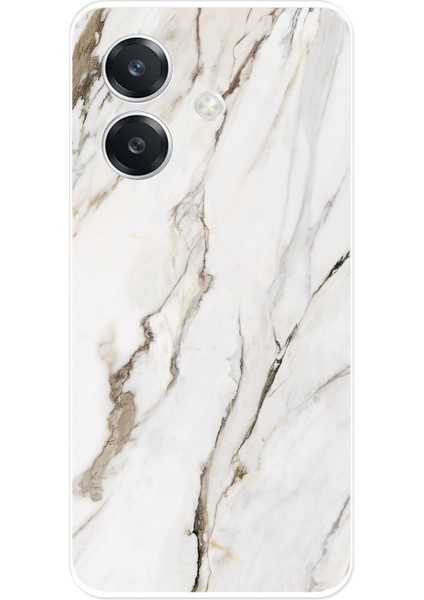 Oppo A3 Uyumlu Beyaz Mermer Baskılı Silikon Kılıf
