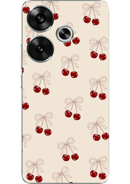 Poco F6 Uyumlu Fiyonklu Kirazlar Baskılı Silikon Kılıf