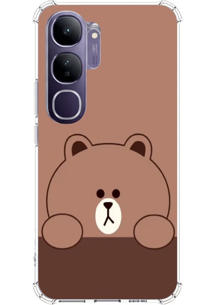 Vivo V40 Lite Uyumlu Kahverengi Ayı Tasarımlı Baskılı Silikon Kılıf