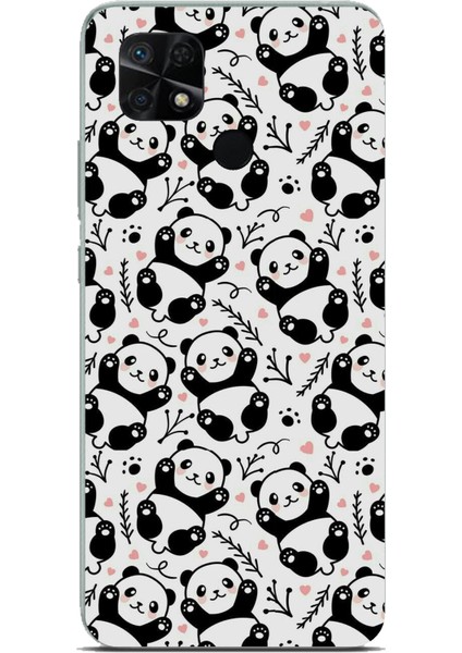 Redmi 10C - Poco C40 Uyumlu Minik Pandalar Baskılı Silikon Kılıf