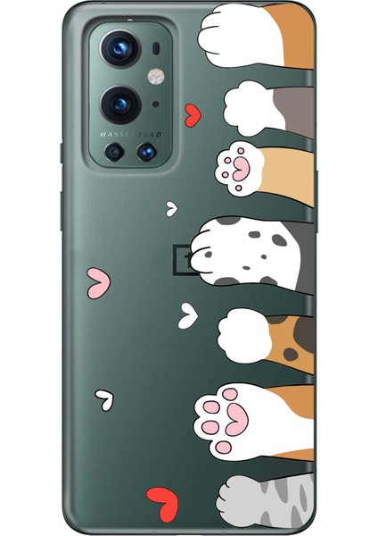 Oneplus 9 Pro Uyumlu Sevimli Kedi Patiler Tasarımlı Baskılı Silikon Kılıf