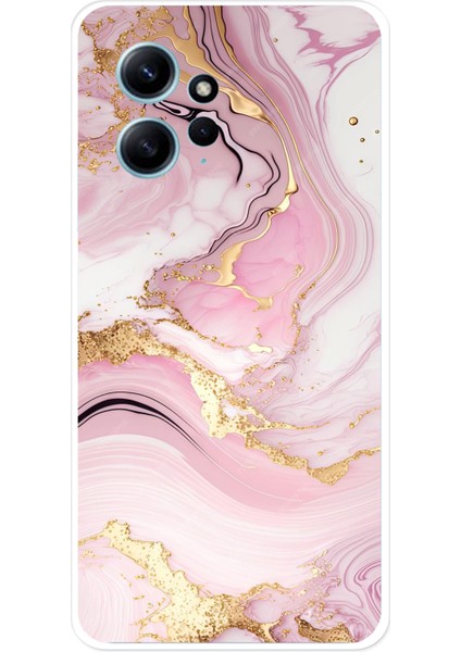 Redmi Note 12 4g Uyumlu Pembe Mermer Baskılı Silikon Kılıf