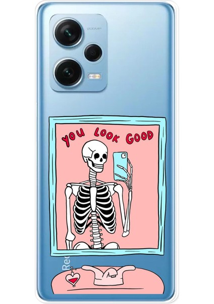 Redmi Note 12 Pro 5g Uyumlu You Look Good Iskelet Tasarımlı Baskılı Silikon Kılıf