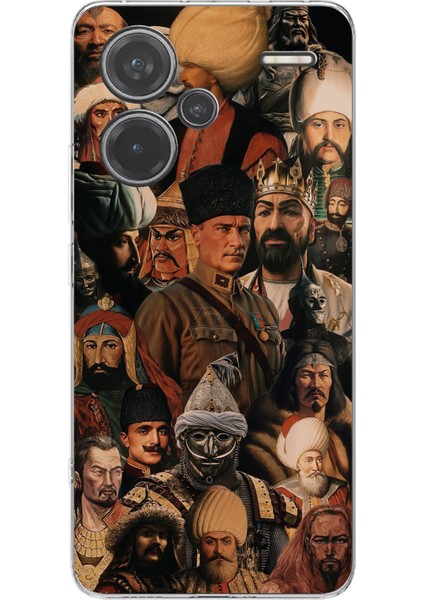 Redmi Note 13 Pro Plus 5g Uyumlu Türk Büyükleri Kolaj Baskılı Silikon Kılıf