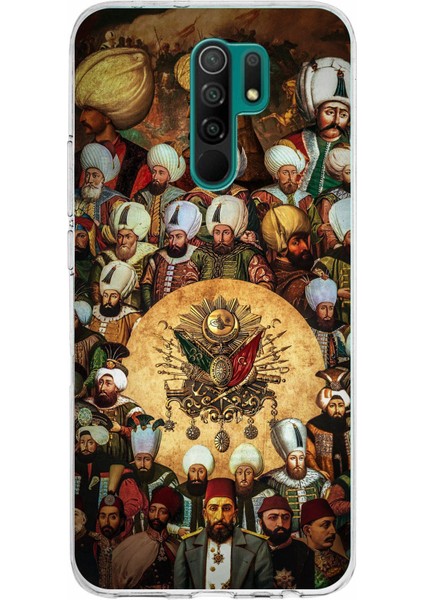 Redmi 9 Uyumlu Osmanlı Padişahları Baskılı Silikon Kılıf