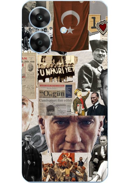 Realme Note 60 Uyumlu Atatürk Cumhuriyet Kolaj Baskılı Silikon Kılıf