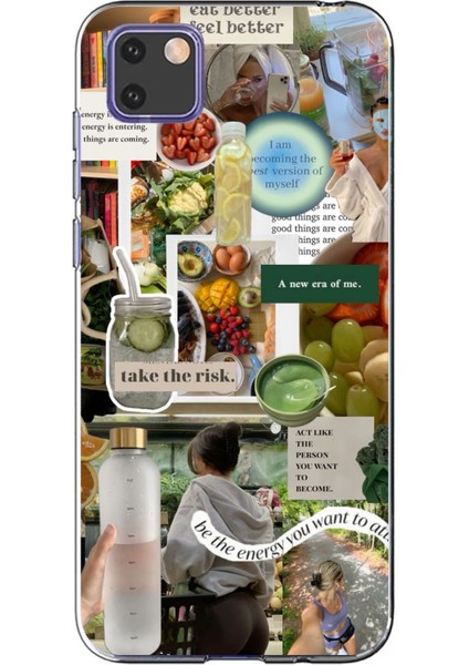 Huawei Y5P Uyumlu Sağlıklı Yaşam Diyet Motivasyon Baskılı Silikon Kılıf